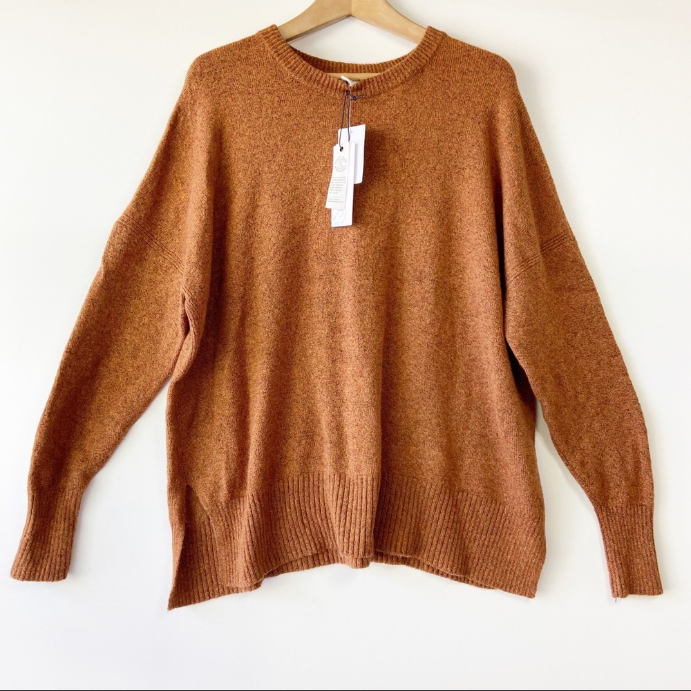 Treasure & Bond rust leather cozy knit sweater
